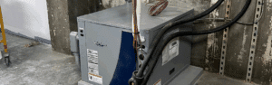 A geothermal heating system properly connected to a commercial or residential property