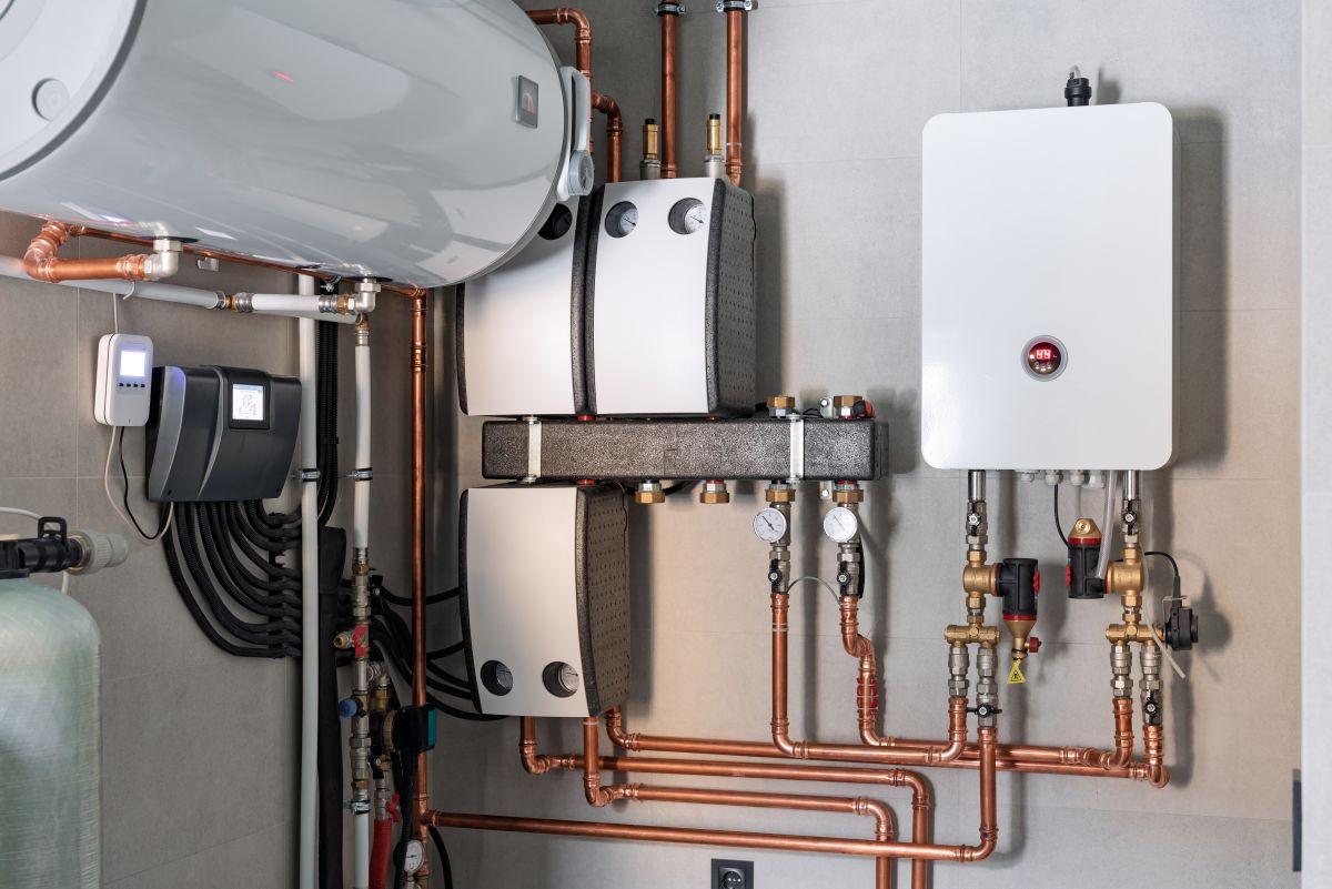 Heating-system-equipment-in-a-boiler-room-of-modern-private-house